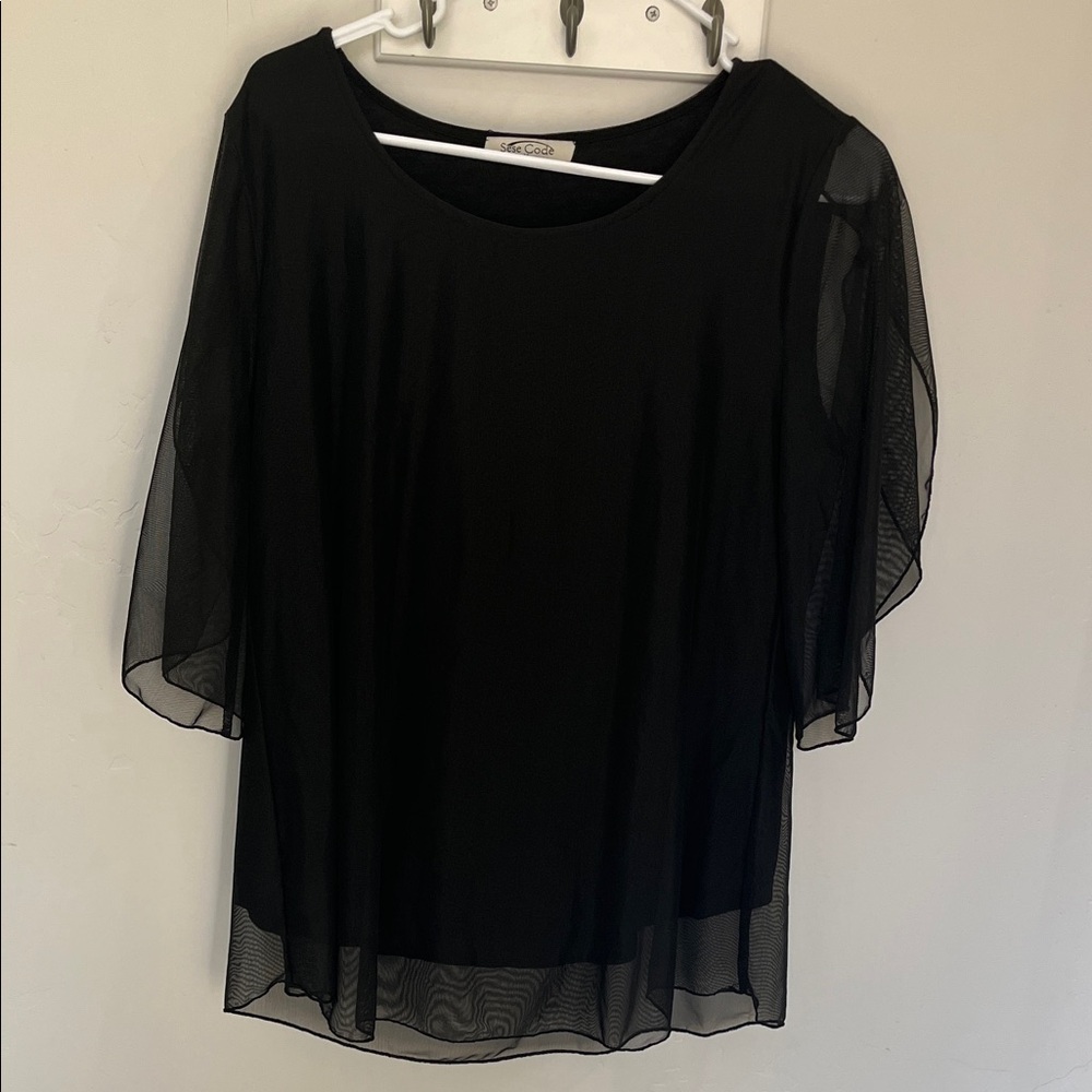 Elegant Black Sheer Blouse